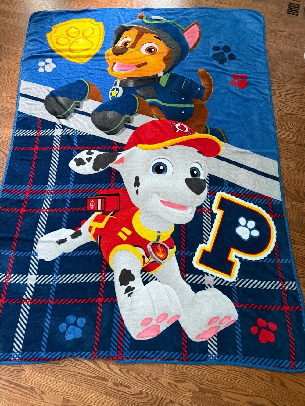 Paw Patrol Kids Plush Blanket - Blue, Red, White, Yellow